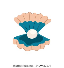 sea shell pearl cartoon. oyster jewelry, open sea, beach water sea shell pearl sign. isolated symbol vector illustration