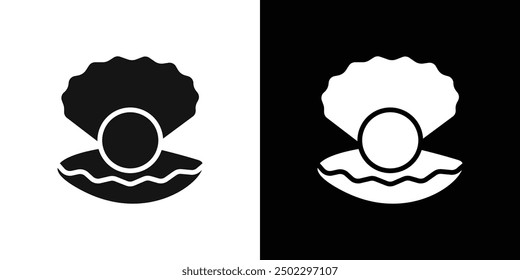 Sea shell with pearl icon logo set vector