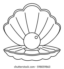 Sea Shell With Pearl Icon. Outline Illustration Of Sea Shell With Pearl Vector Icon For Web