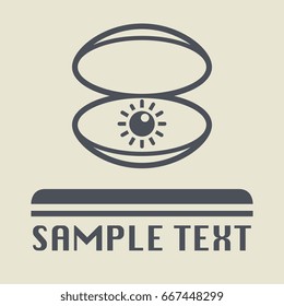 Sea shell with pearl icon or sign, vector illustration