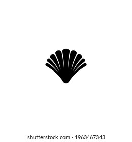 Sea shell with pearl line icon isolated on white. Shellfish illustration. Beauty and luxury spa concept. Seafood clam, oyster flat icon.