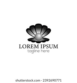 Sea shell with pearl logo design isolated vector template illustration