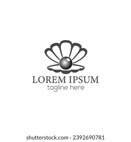 Sea shell with pearl logo design isolated vector template illustration