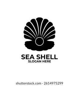 Sea Shell with Pearl logo design icon vector. Sea shell logo design template