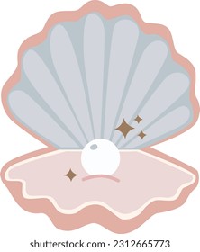 Sea shell with pearl. Mermaid theme.