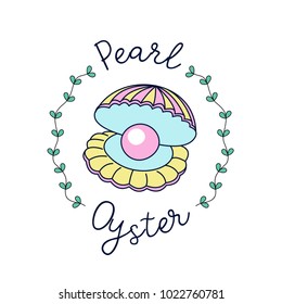 Sea shell with a pearl. Vector illustration.
