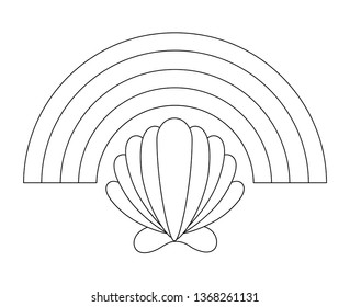 sea shell with rainbow isolated icon