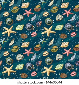 Sea shell. seamless pattern
