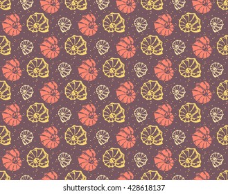 Sea shell seamless pattern