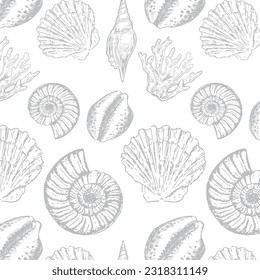 Sea Shell Seamless Pattern, Classic Mood