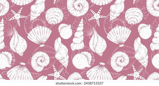 Sea shell seamless pattern for fabric and wallpaper