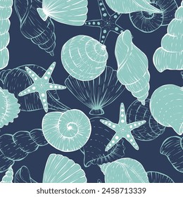 Sea shell seamless pattern for fabric and wallpaper