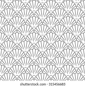 Sea shell seamless pattern, japanese/ chinese motif, art deco style, vector