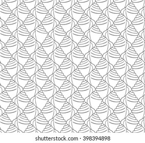 Sea shell seamless pattern, japanese/ chinese motif, art deco style, vector