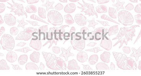 Sea shell seamless pattern. Trendy minimal summer marine design background