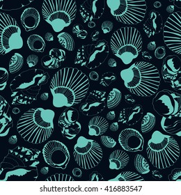 sea shell seamless pattern. vector illustration.