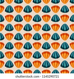 Sea shell seamless pattern. Vintage geometry pattern. Stock vector