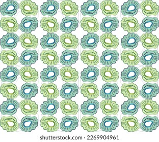 Sea Shell Seamless Repeat Pattern - Sea Green Marine life Prints. Surface Pattern design for fabric, clothing, bedding, wallpapers, baby clothes 