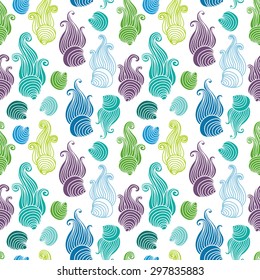 Sea shell seamless vector pattern.