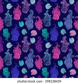 Sea shell seamless vector pattern.