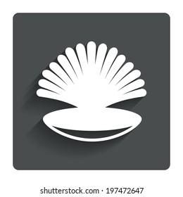 Sea shell sign icon. Conch symbol. Travel icon. Gray flat button with shadow. Modern UI website navigation. Vector