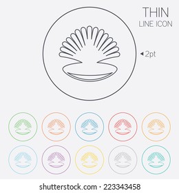 Sea shell sign icon. Conch symbol. Travel icon. Thin line circle web icons with outline. Vector