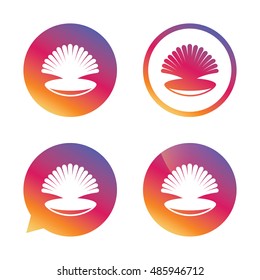 Sea shell sign icon. Conch symbol. Travel icon. Gradient buttons with flat icon. Speech bubble sign. Vector