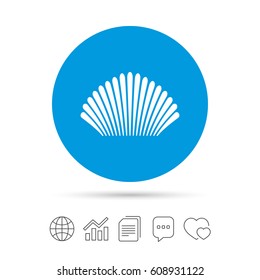 Sea shell sign icon. Conch symbol. Travel icon. Copy files, chat speech bubble and chart web icons. Vector