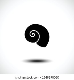 Sea shell silhouette icon isolated on white background. Vector illustration