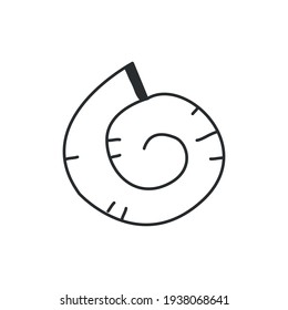 Sea shell in simple black and white doodle style isolated on white background. Vector hand drawn doodle illustration.