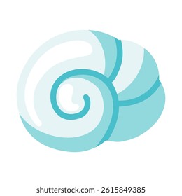 Sea Shell spiral form. Cartoon vector isolated illustration on white background