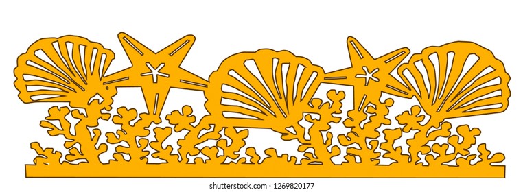 Sea shell star patternisolated on white background. Wedding beach pattern invitation cards gift. laser cut pattern. sea star shell pattern vector illustrationn.