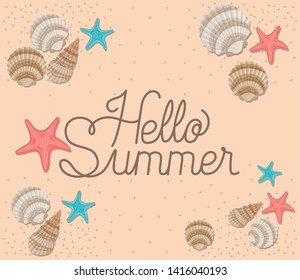 sea shell and star in the sand design