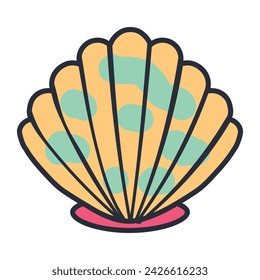 Sea shell starfish snail seashell crustacean ocean life isolated set. Vector graphic design element illustration