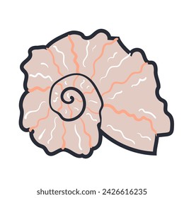 Sea shell starfish snail seashell crustacean ocean life isolated set. Vector graphic design element illustration