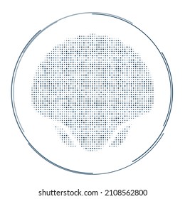 El símbolo de la concha marina lleno de puntos de color azul oscuro. Estilo de puntillismo. Ilustración del vector sobre fondo blanco