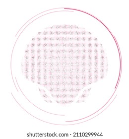 The sea shell symbol filled with pink dots. Pointillism style. Vector illustration on white background