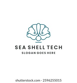 Sea shell tech logo template vector illustration design