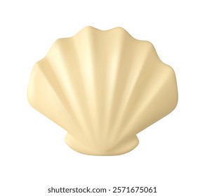 Sea shell vector 3d icon. Pearl clam cartoon illustration isolated on white background.