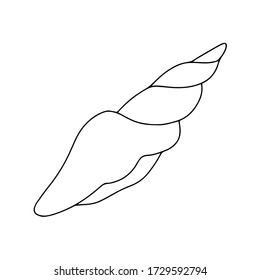 Cáscara marina. Vector. Estilo de garabato a mano libre. Aislado sobre un fondo blanco.