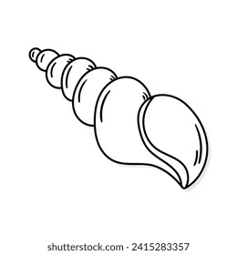 Sea shell vector icon in doodle style. Symbol in simple design. Cartoon object hand drawn isolated on white background.