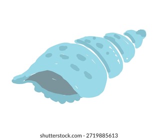 Sea shell vector illustration, hand drawn imperfect conch in naive cartoon style