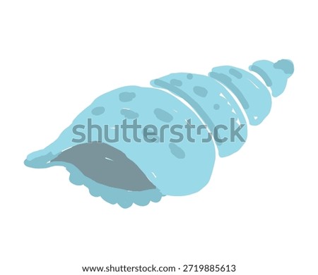 Sea shell vector illustration, hand drawn imperfect conch in naive cartoon style