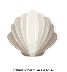 Sea shell. Vector illustration in light, beige color. Small cartoon clam.