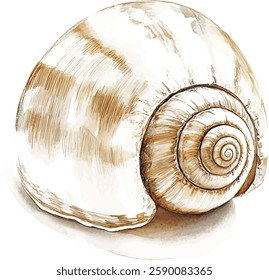 Sea shell vector illustrations. Watercolor seashell isolated white background. Hand drawn watercolor painting shell.
