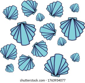 Sea shells in blue color