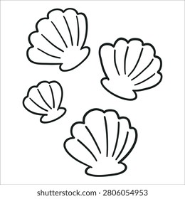 Sea shells collection on the beach coloring page vector
