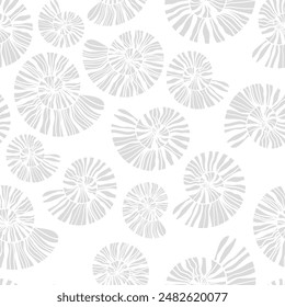 Sea shells and fossils vector seamless pattern. Summer beach hand-drawn doodle seaside print. Ocean fashion textile monochrome black and white colors. Seashore elements design for fabrics, wallpaper