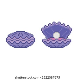 Icono de conchas de mar Pixel Art