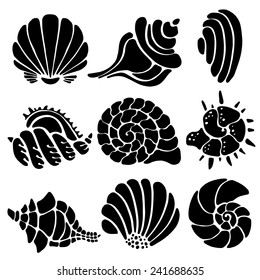 Muscheln-Symbol einzeln auf weißem Hintergrund, Design des Kunstzeichens 